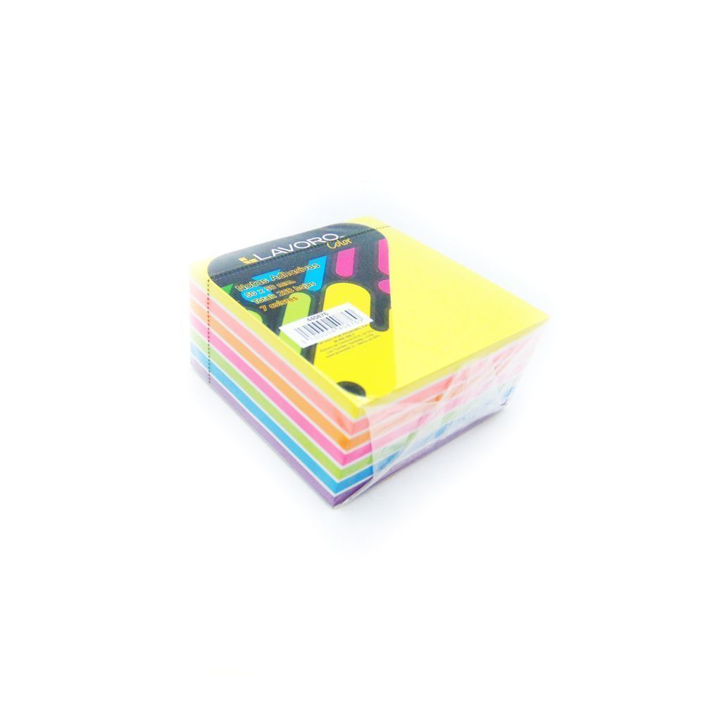 Nota Adhesiva 50 X 50 Mm 258 Hojas 7 Colores Neon+ Blanco Lavoro