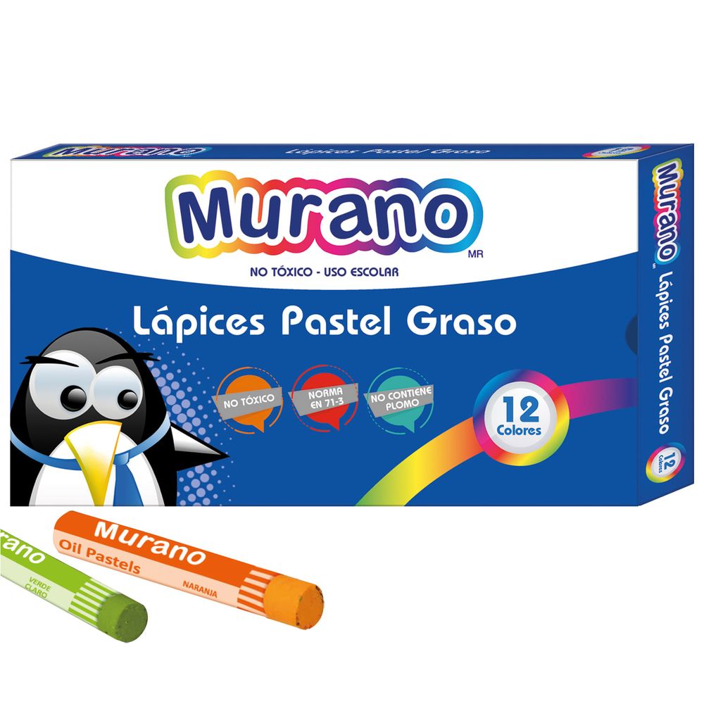 Lapices 12 Colores Pastel Grasos  Murano
