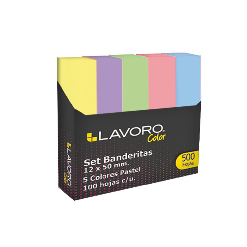 Banderitas Adhesivas 5 Colores Pastel 100 Hj Cada Una  Lavoro