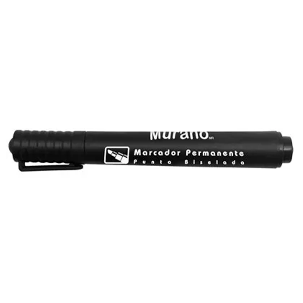 Marcador Permanente Desechable Punta Biselada Negro Cuerpo Plastico Murano