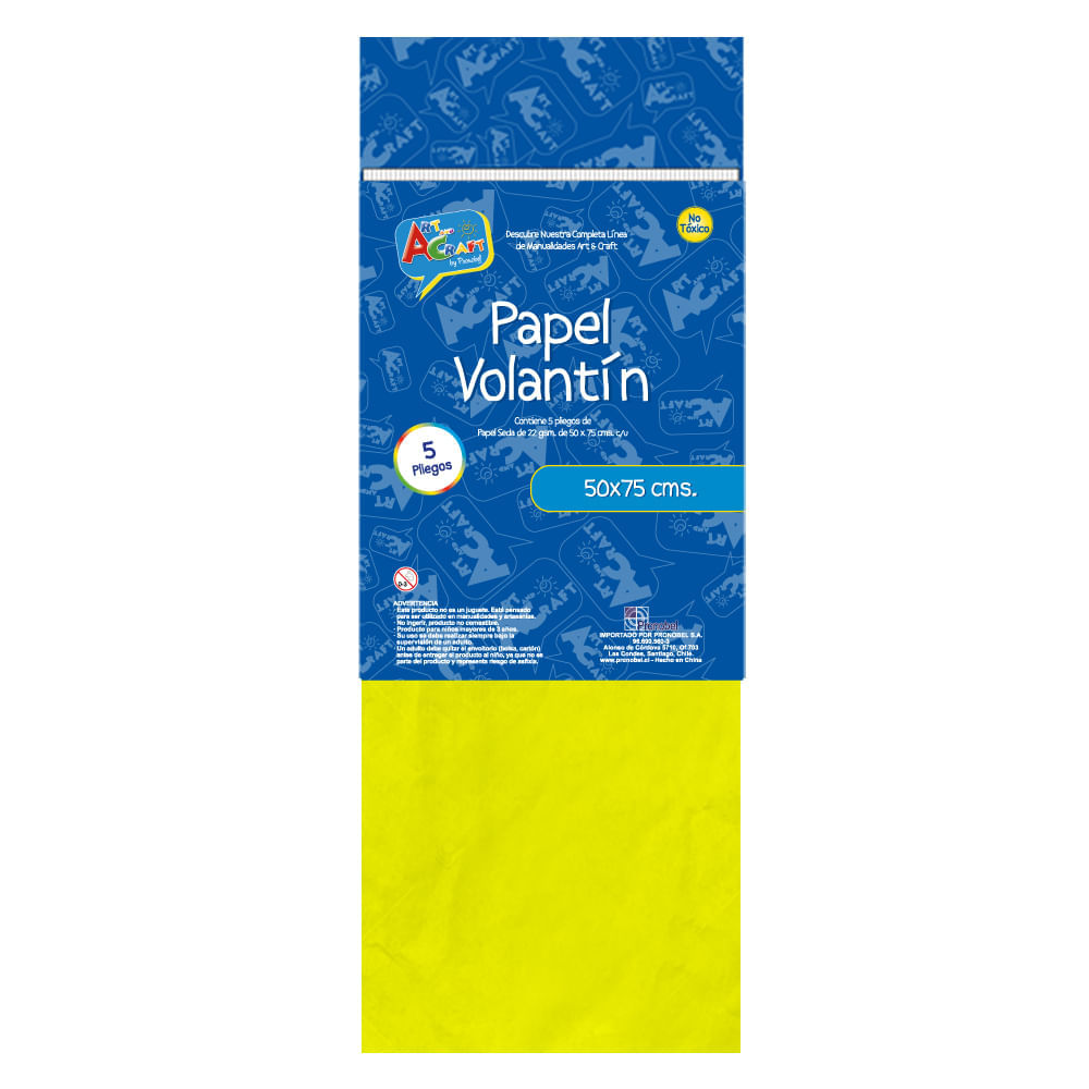Papel Seda En Bolsa 50 X 75 Centimetros  22 Gr Amarillo  Art & Craft