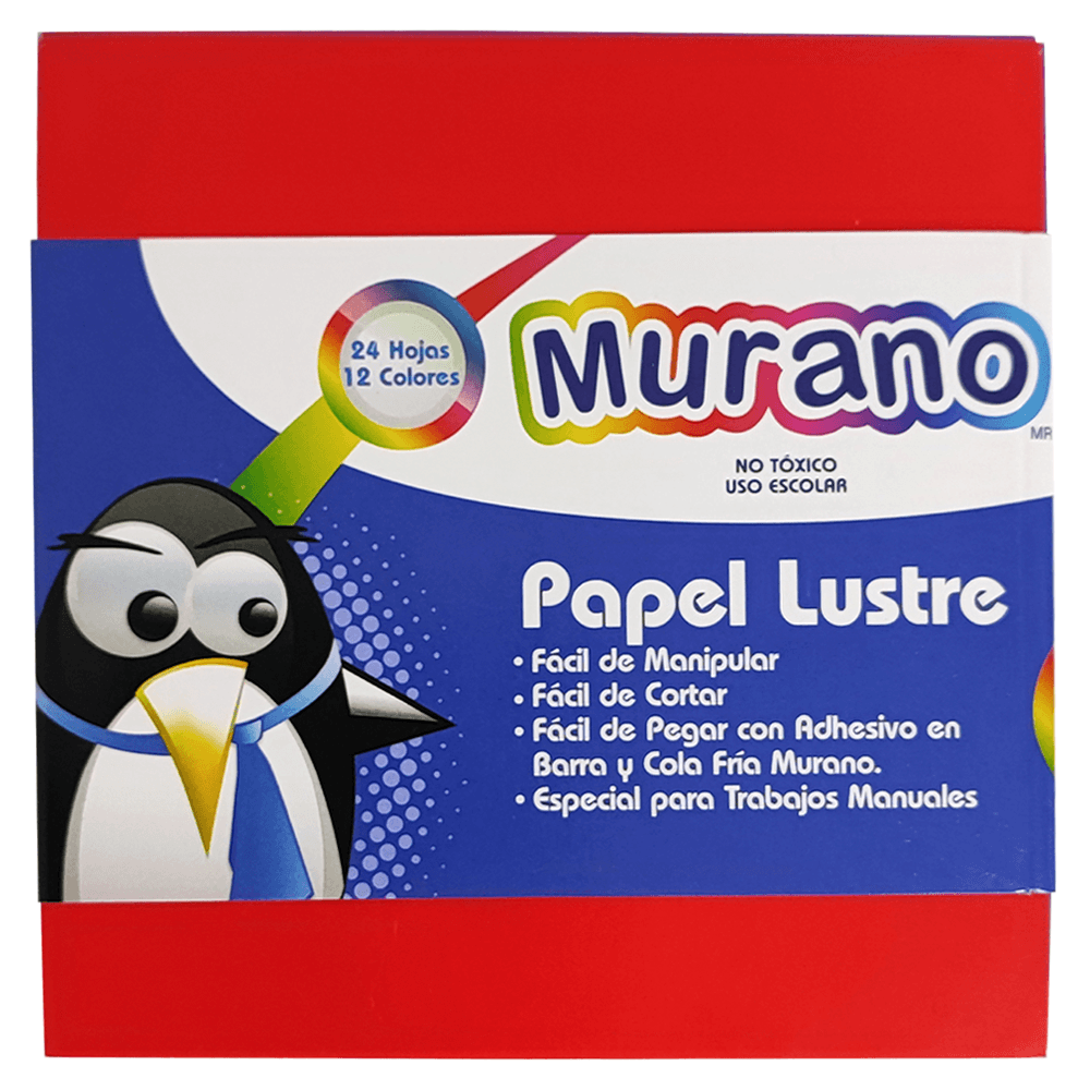 Papel Lustre 12 Colores Surtidos 24 Hojas 10 X 10 Cm Murano