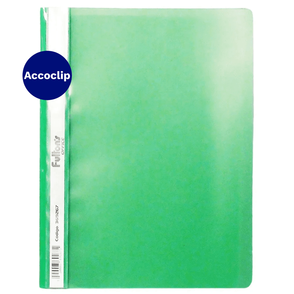 Carpeta Vinil Con Accoclip Carta Verde  Fultons