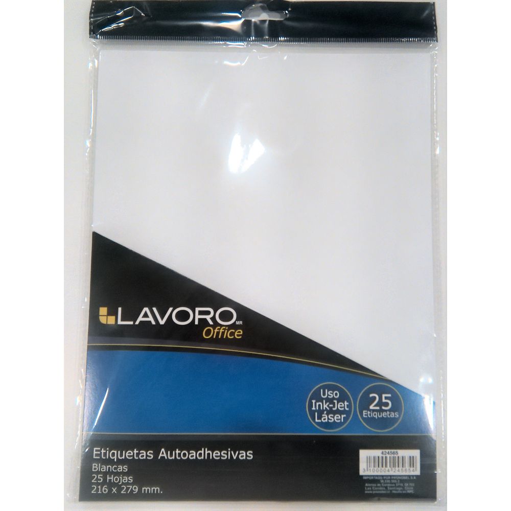 Etiqueta Formato Carta 216 X 279 Mm Blanca 25 Hojas Lavoro