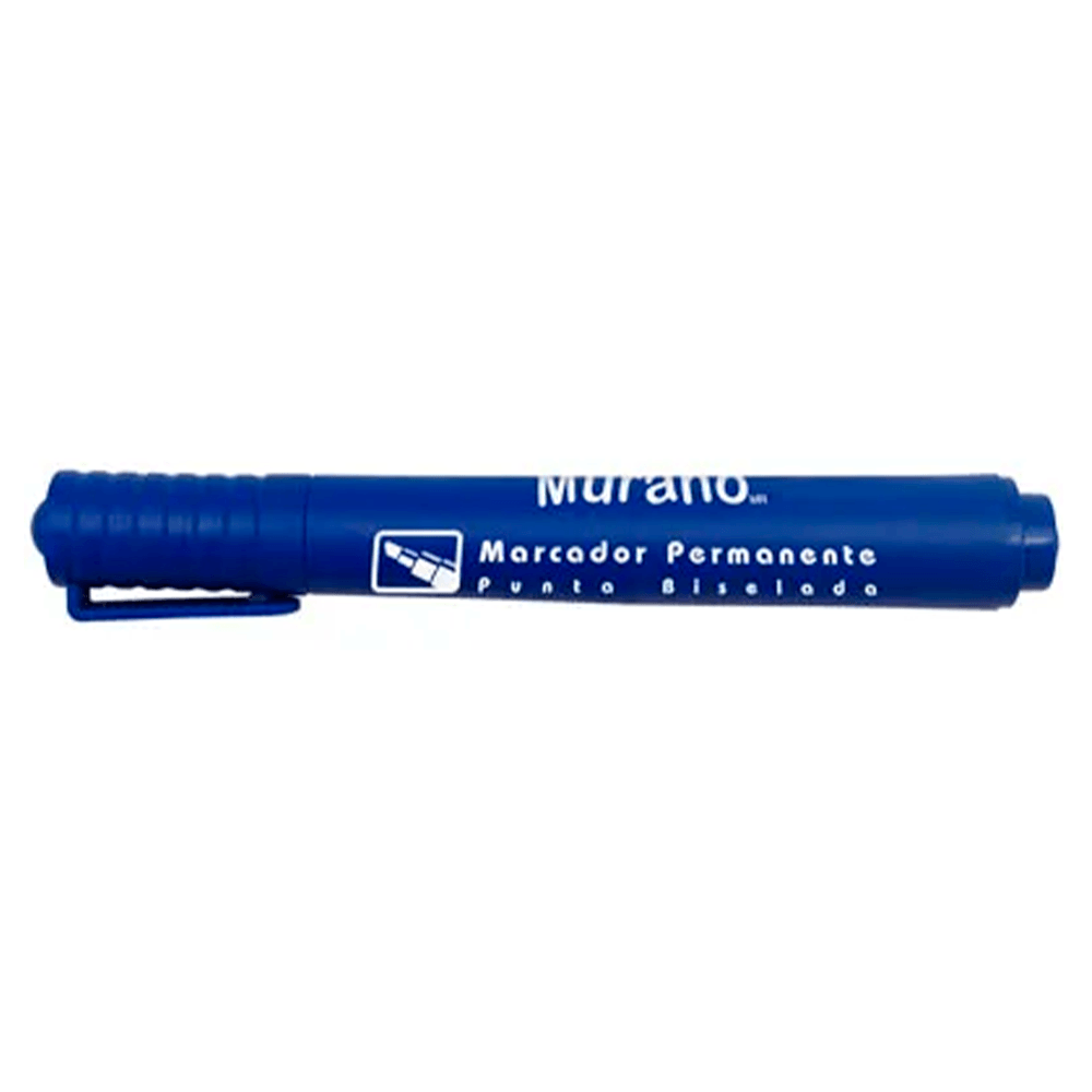 Marcador Permanente Desechable Punta Biselada Azul Cuerpo Plastico Murano