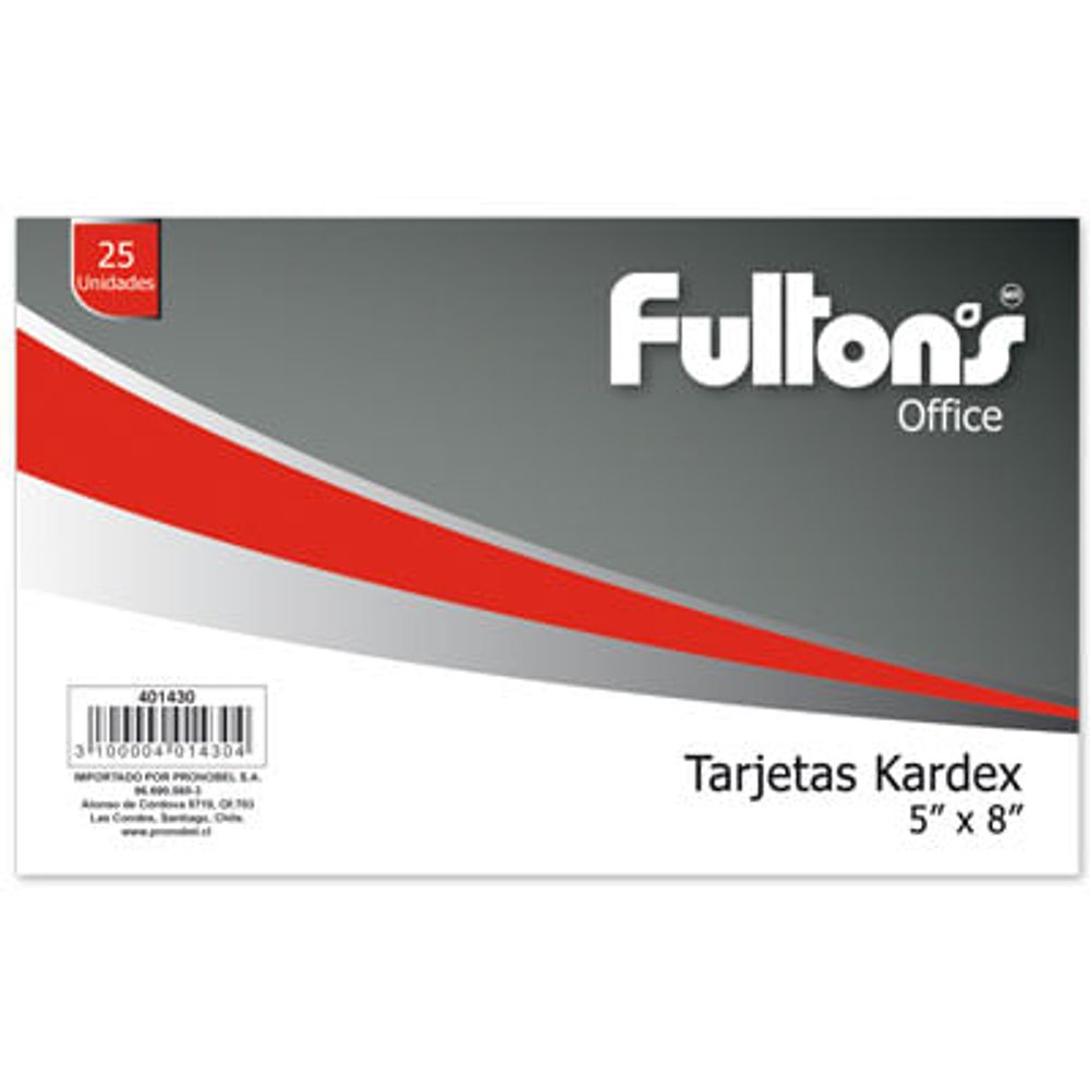 Tarjeta Kardex Rayadas 5 X 8 25 Unidades Fultons