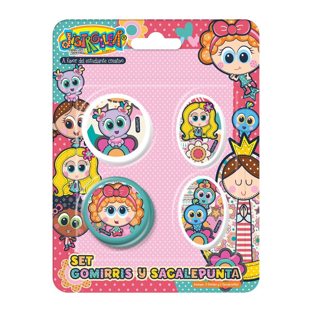 Set 3 Gomas De Borrar Y 1 Sacapunta Disetroller