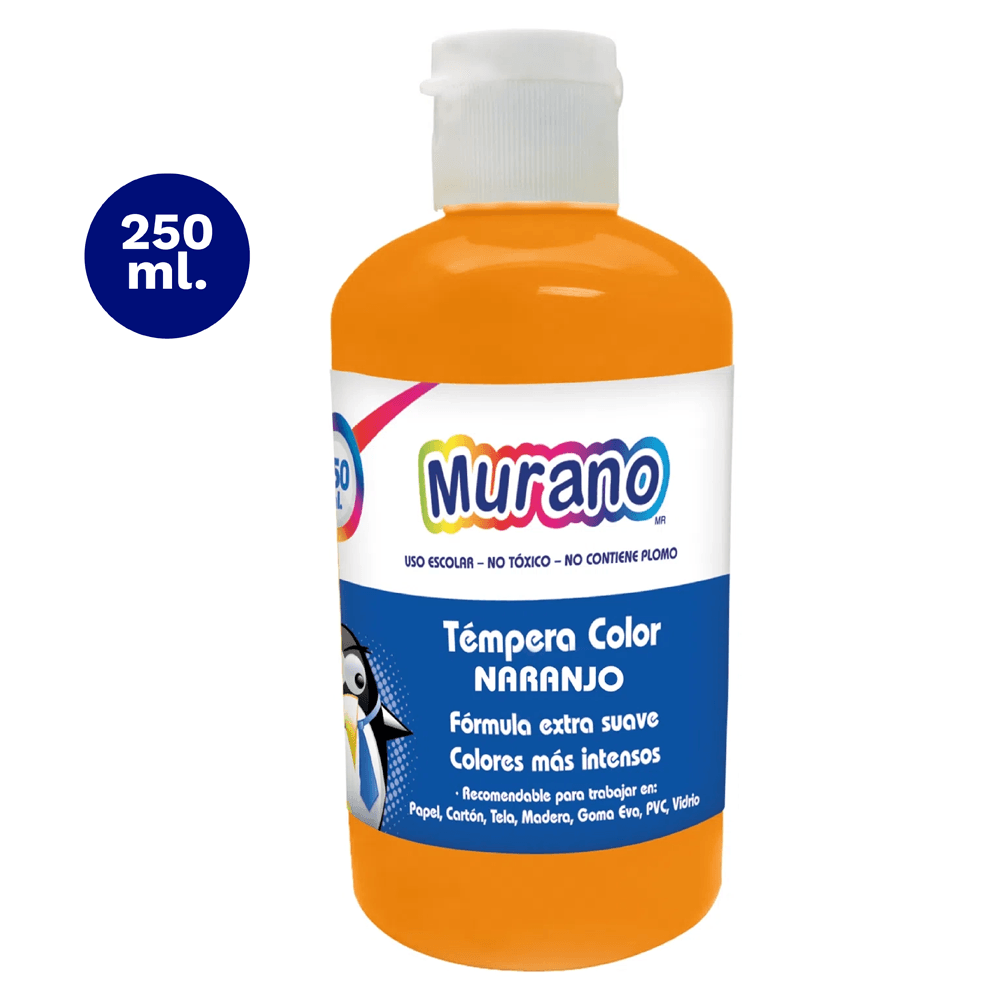 Tempera Color Naranjo 250 Ml  Murano