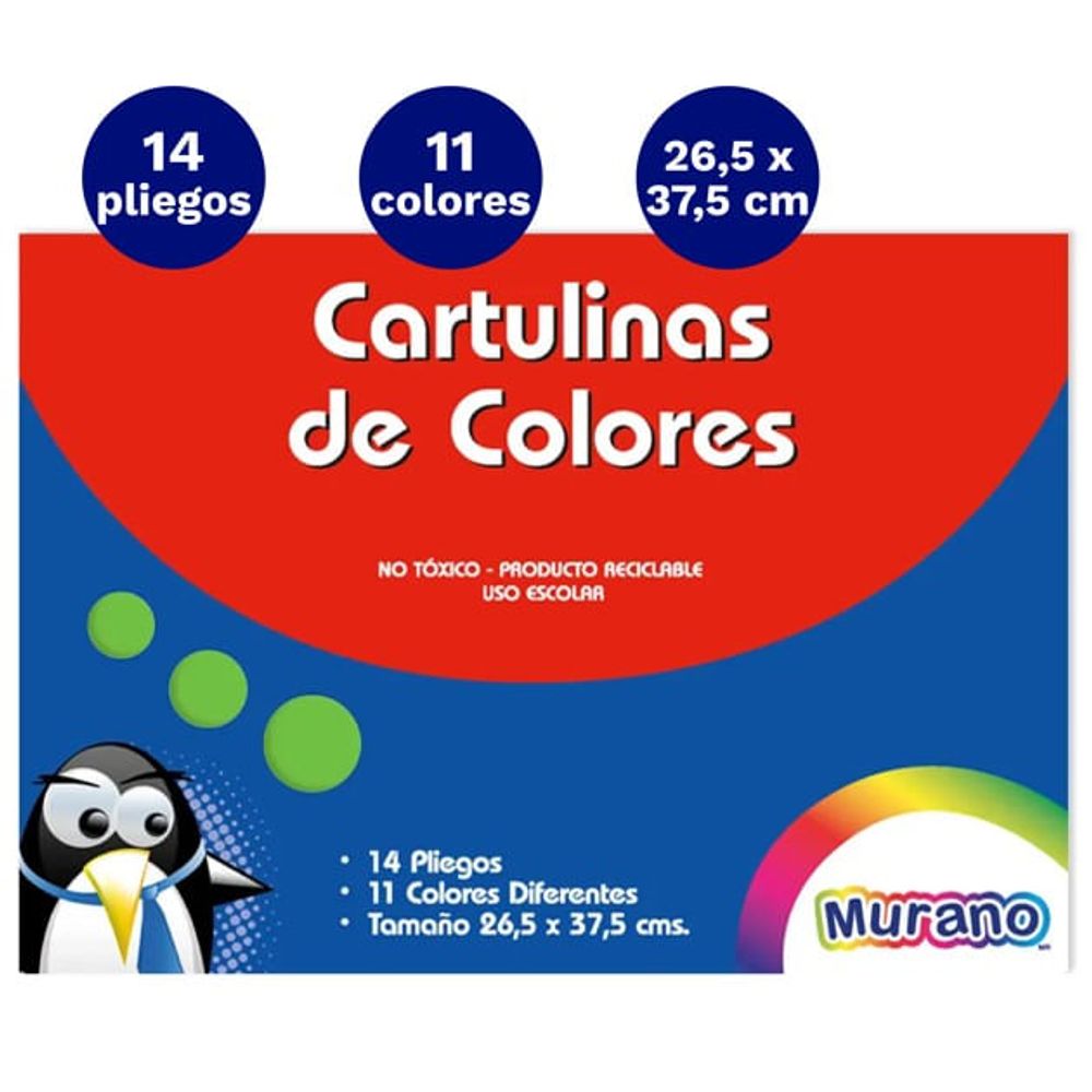 Carpeta Con  Papel Cartulina 14 Hojas 11 Colores Murano